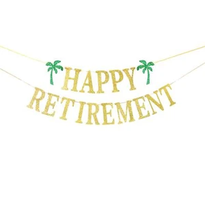 Gold Glittery Happy Retirement Banner Official Retired Decor - Retirement Par... - Picture 1 of 6