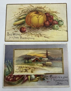 Vtg Thanksgiving Postcard One Cent stamp Ellen Clapsaddle 1900s lot of 2 - Picture 1 of 7