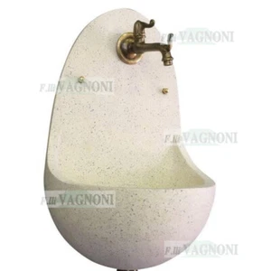 Fontana a parete in cemento e graniglia di marmo leviga fontanella no rubinetto - Foto 1 di 4