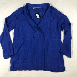 Raquel Allegra Jacket Womens 2 Large 10 Blue Lightweight Button Blazer NEW $445 - Picture 1 of 14