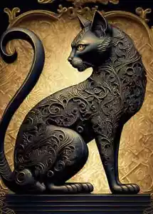 Cat Golden Art Deco PREMIUM POSTER FILM PRINT HIGH QUALITY Thick paper - Picture 1 of 2