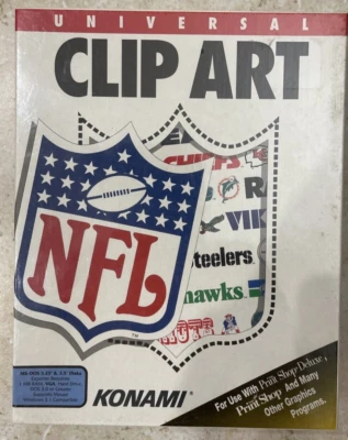 NFL Universal Clip Art Konami Big Box PC MS-DOS VTG Sealed New - Image 1 of 4