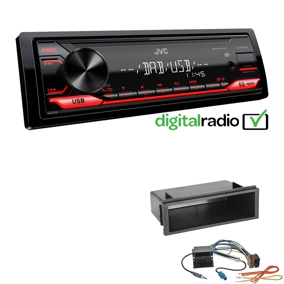 JVC KD-X182DB MP3 DAB USB Autoradio für Volkswagen VW T5 Transporter OEM