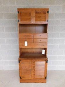 Ethan Allen Maple CRP 2 Piece Bookshelf Storage Cabinet Louvered Doors - Picture 1 of 16