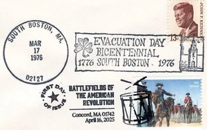 2025 AM. REV. BATTLEFIELDS YORKTOWN REDCOAT FDC ON 1976 S. BOSTON EVACUATION DAY - Picture 1 of 1