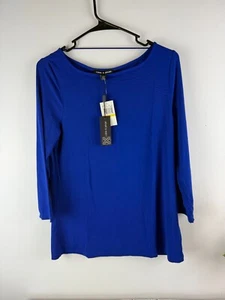 NWT Cable Gauge Top Size M Blue Pull Over 3/4 Sleeve, round neck - Picture 1 of 12