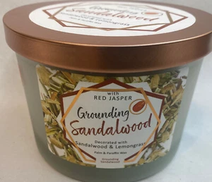 Grounding Sandalwood scented candle with red jasper - Picture 1 of 8