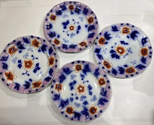 4 Gaudy gallese olandese 9 pollici. Piatti Staffordshire Pietra di ferro antica floreale 1830-1860 - Foto 1 di 21