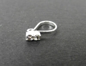Sparkly Faux Crystal Indian Nose Clip - Silver Finish (NC2) - Picture 1 of 4