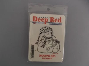 DEEP RED CLING RUBBER STAMPS SNOWMAN HUGS NEU cling STAMP Last One - Bild 1 von 1