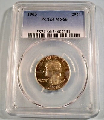 1963 PCGS MS66 WASHINGTON QUARTER 25c SILVER MS 66 BRONZE TONE - Image 1 of 4