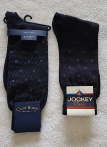 SOCKS - 2 Pairs Macy's Club Room & Jockey, Navy Blue, Size 10-13, New With Tags - Picture 1 of 2