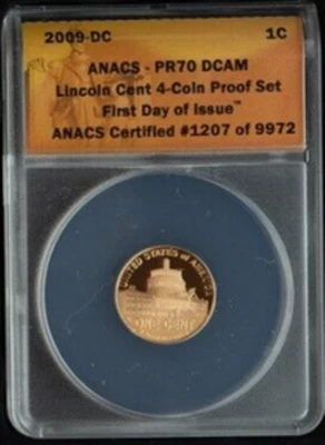 :2009-S 1C LINCOLN BICENTENNIAL DC COLUMBIA FDOI ANACS PR70 DEEP-CAMEO TOP POP - Image 1 of 2