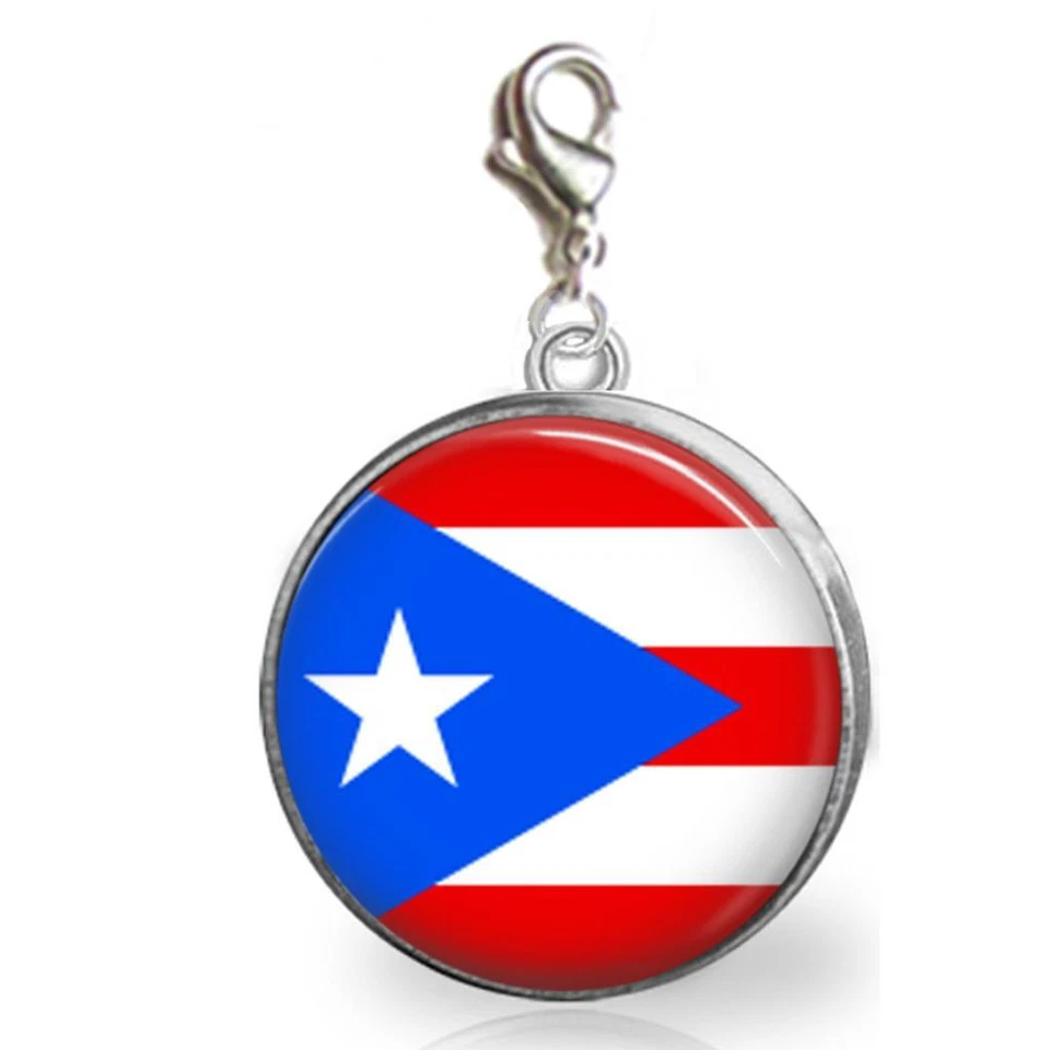 Puerto Rico Flag Glass Top Clip On Charm Handcrafted Quality Pride Jewelry - Image 1 of 1