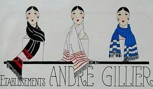 ANDRE GILLIER  Publicité de mode couleur pochoir édition originale AGB de 1924 - Picture 1 of 5