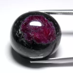 💎 Big! 45.31ct Oval Black Purplish Red Ruby in Zoisite - Unheated Africa Gem - Picture 1 of 10