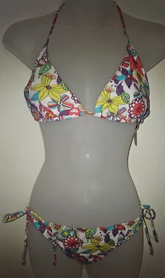 Women's B. Split White Yellow Floral 2 Piece String Bikini Swim Size Medium - Image 1 of 4