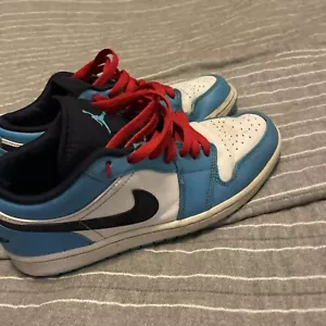Size 8 - Jordan 1 Low UNC 2021 Black/University Blue/White - Picture 1 of 4