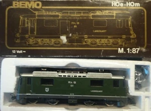 BEMO  1258 111   (Spur H0m)    E - Lok  Landquart  611  grün   + OVP  - geprüft - Bild 1 von 4