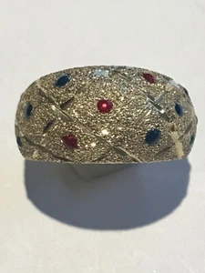 Anillo de oro amarillo 14k rojo verde azul esmalte firmado por JMD talla 7,5 - Imagen 1 de 10