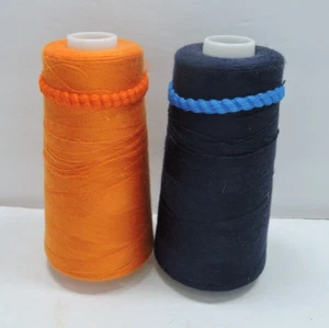 Machine embroidery thread 2 cones  navy  Blue and Orange   coats and clark - Picture 1 of 5