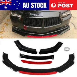 Black +Red Front Bumper Lip Spoiler Splitter For VW Golf R MK5 MK6 MK7 MK7.5 GTI - Picture 1 of 14