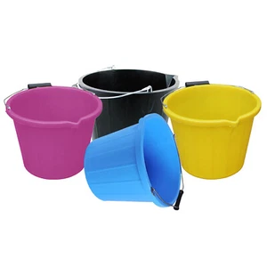 3 x Plastic Bucket 3 Gallons 14L Strong Heavy Duty Water/Feed Storage Handle - Picture 1 of 23