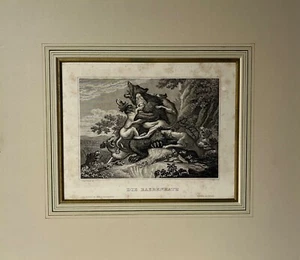Kupferstich Johann Siebert nach Elias Ridinger Barock Bärenjagd mit Jagdhunden - Bild 1 von 12