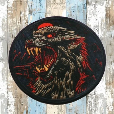 Bloody Werewolf Patch Iron-on Applique Halloween Badge Creature Spooky Legend - Image 1 of 4