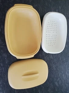 Tupperware HARVEST yellow Gold Steamer 3 Piece Set - Picture 1 of 6