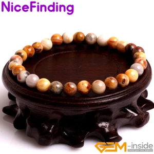 Natural Yellow Crazy Agate Stone Energy Healing Bracelets Fashion Jewelry Unisex - Picture 1 of 24