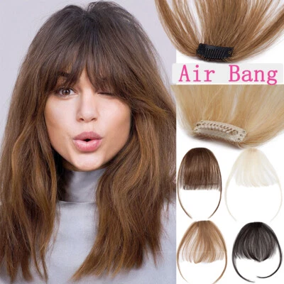 NEU Glatt Clip In 100% Remy Echthaar Pony Air Bangs Extensions Haarverlängerung - Bild 1 von 4