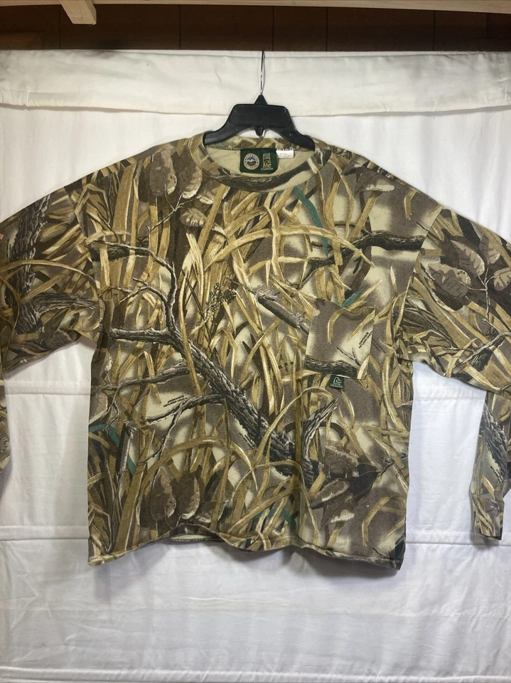 Camisa Camuflada De Colección Whitewater Camuflaje Patos Humedales Ilimitados Manga Larga XXL Foto 1 de 4