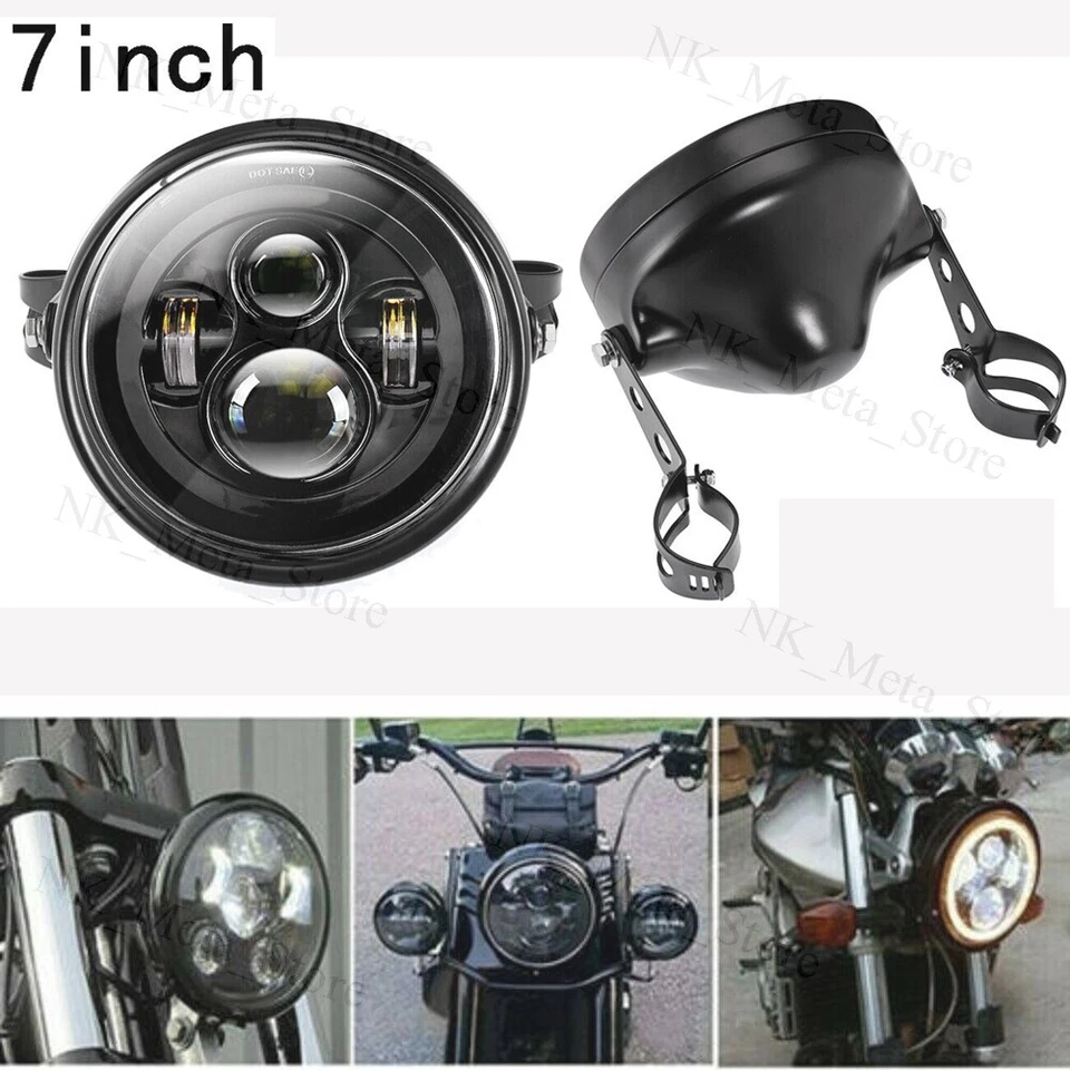 Faro LED 7 pulgadas + cubo de carcasa para Yamaha Road Star Silverado S 2008-2011 Foto 1 de 4