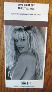 PELÍCULA CHICA: PELÍCULA PORNO ACTRIZ ERIKA EVE (1998 MATCHBOOK MATCHCOVER) -F12 - Imagen 1 de 1
