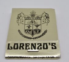 Lorenzo's  El Cajon (San Diego) California 596 Broadway FULL Matchbook 