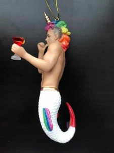 Diamanti Dicembre MERMAN Sirena Uomo Gay RAINBOW PRIDE UNICORNO Ornamento NUOVO ❤️ - Foto 1 di 2