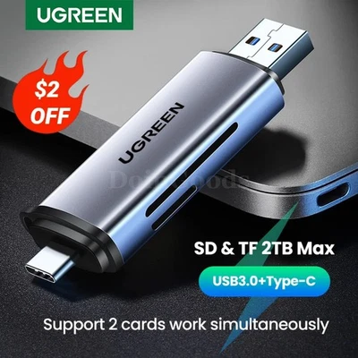 Ugreen USB C 3.0 Card Reader SD MicroSD TF Memory Card Reader PC Laptop - Image 1 of 4