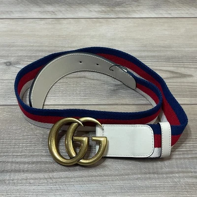 Gucci GG Web Belt Canvas Leather Belt Size 34 - Green/Red/Black/Gold - Image 1 of 4
