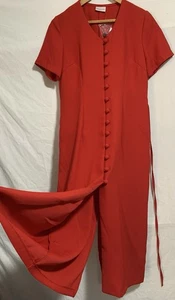 Vintage Essentials tailored button detailed red pencil dress size vintage 14 - Picture 1 of 6