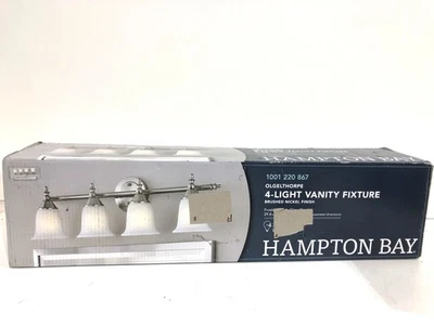 Hampton Bay Olgelthorpe 4-Light Brushed Nickel Vanity Light New - Image 1 of 3