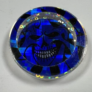 POG Thick Plastic Slammer Acrylic 90's Skeleton Skull Web Face Blue - Picture 1 of 2