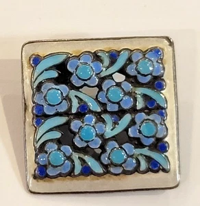 Arts and Crafts Bernard Instone Silver Blue Enamel Forget Me Not Flower Brooch - Picture 1 of 4