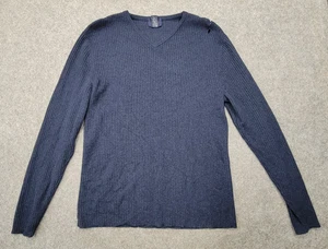 Suéter acanalado azul Allen Solly para hombre talla L lana merino y cachemir tiene defectos - Imagen 1 de 8