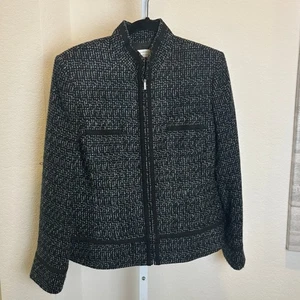 Tahari Tweed schwarz Damen ASL Arthur S Levine Jacke Reißverschluss Academia klassisch Größe 12 - Bild 1 von 7