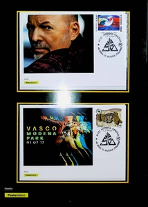 VASCO ROSSI 2017 - 02 BUSTE FDC IN FOLDER DI POSTE ITALIANE 40 ANNI DI MUSICA - Foto 1 di 1