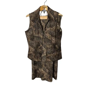 Vintage Briggs Leopardenmuster Rock Anzug Set ärmellos Weste Top Bleistiftrock 14 - Bild 1 von 10