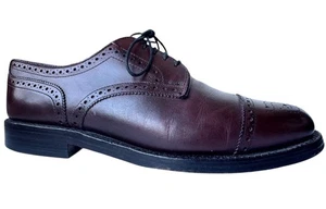 Allen Edmonds Lexington Men’s size 8 Cap Toe Brogue Derby Shoes Burgundy Leather - Picture 1 of 12