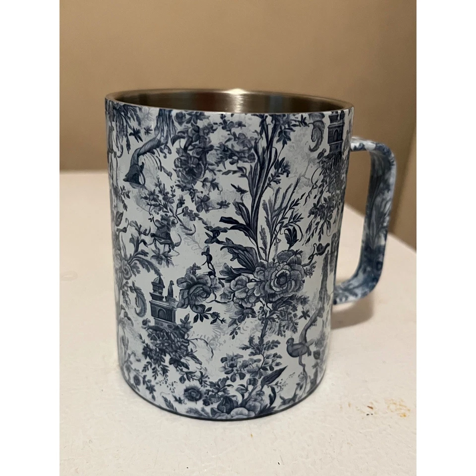 Mango de taza aislante de acero inoxidable con estampado de inodoro azul blanco café té de viaje Foto 1 de 1