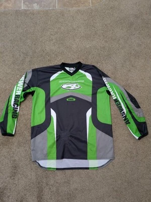 Answer Racing Jersey Mens Large Green Long Sleeve Padded  - Image 1 of 4